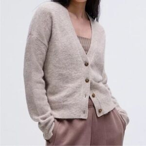 lululemon athletica Light Beige Button-Front V-Neck Cardigan alpaca wool(soft)